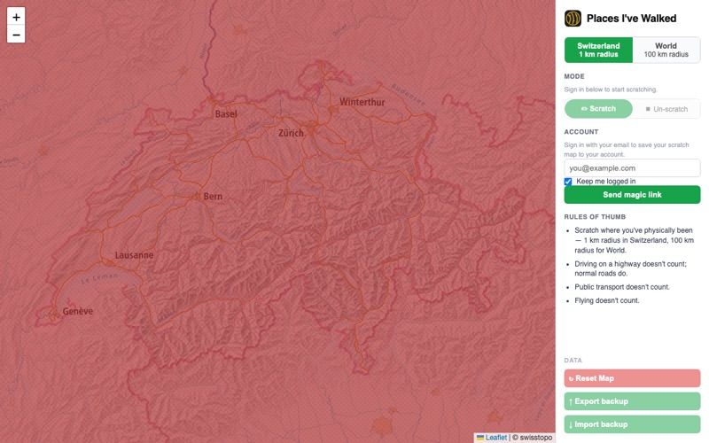 Places I've Walked app screenshot